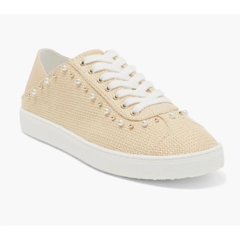 STUART WEITZMAN NATURAL/TAN VERSATILE EMBELLISHED PLATFORM SNEAKERS/MULES SZ‎ 7